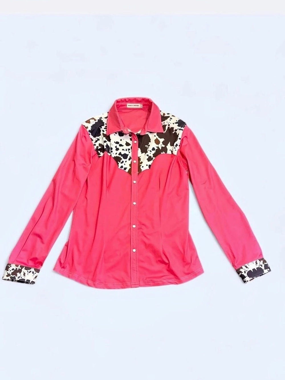 Ranch Dress'n Pink Cow Print Pearl Snap